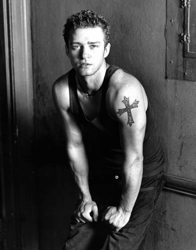 Justin Timberlake cross tattoo - www.tattooforaweek.com