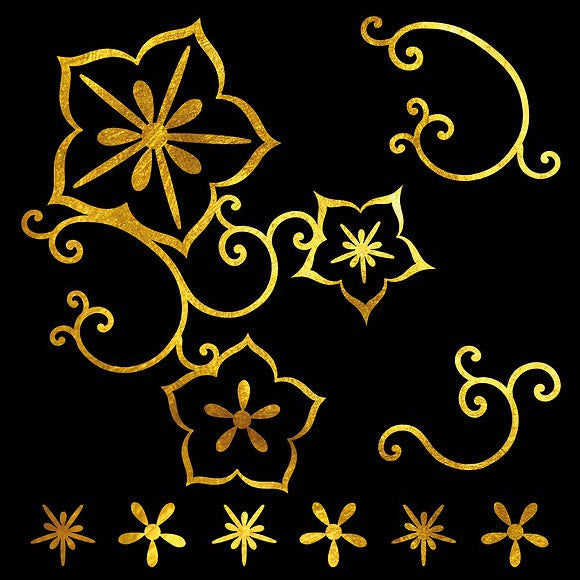 24 Carat  Sin Gold Jewels Gold Flowers Tattoo