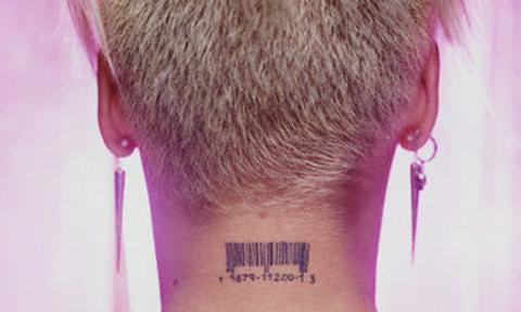 Barcode Tattoo on Pink's Neck