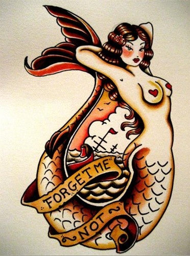 vintage mermaid tattoo