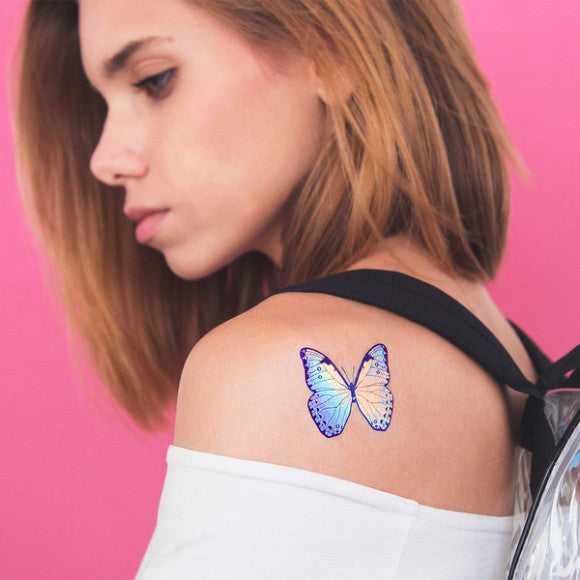 Butterfly holographic tattoo by Tattoonie