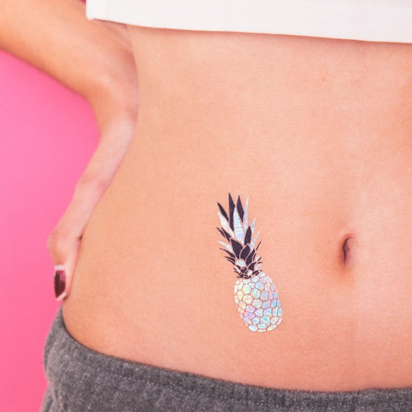 Pineaple holographic tattoo by Tattoonie
