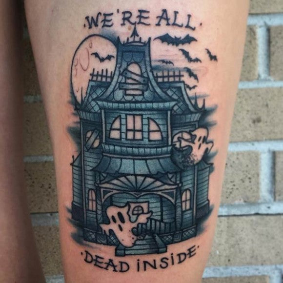 Haunted house tattoo by Ant Walsh